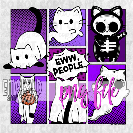 Ghost Cats Comic PNG - Digital Download