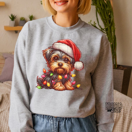 Yorkie Santa *Exclusive* - DTF Transfer*TAT 7 biz days