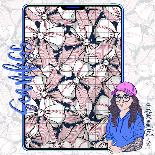 Baseball Bow Seamless - JPG Digital