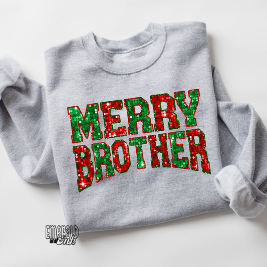 Merry Blingy Brother (10” wide) - DTF Transfer*TAT 7 biz days