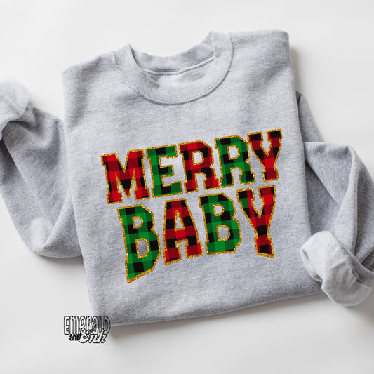 Merry Plaid Baby (7” wide) - DTF Transfer*TAT 7 biz days