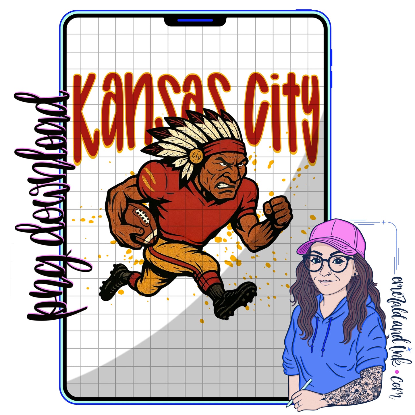 Kansas City Football Mascot PNG Digital Download