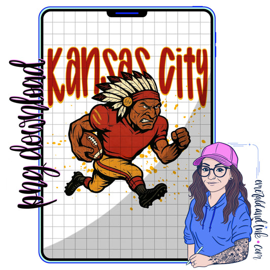 Kansas City Football Mascot PNG Digital Download