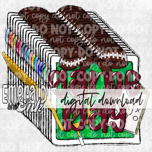 Game Day Football Hand Drawn Doodle Bundle Digital Download - 18 PNG Files