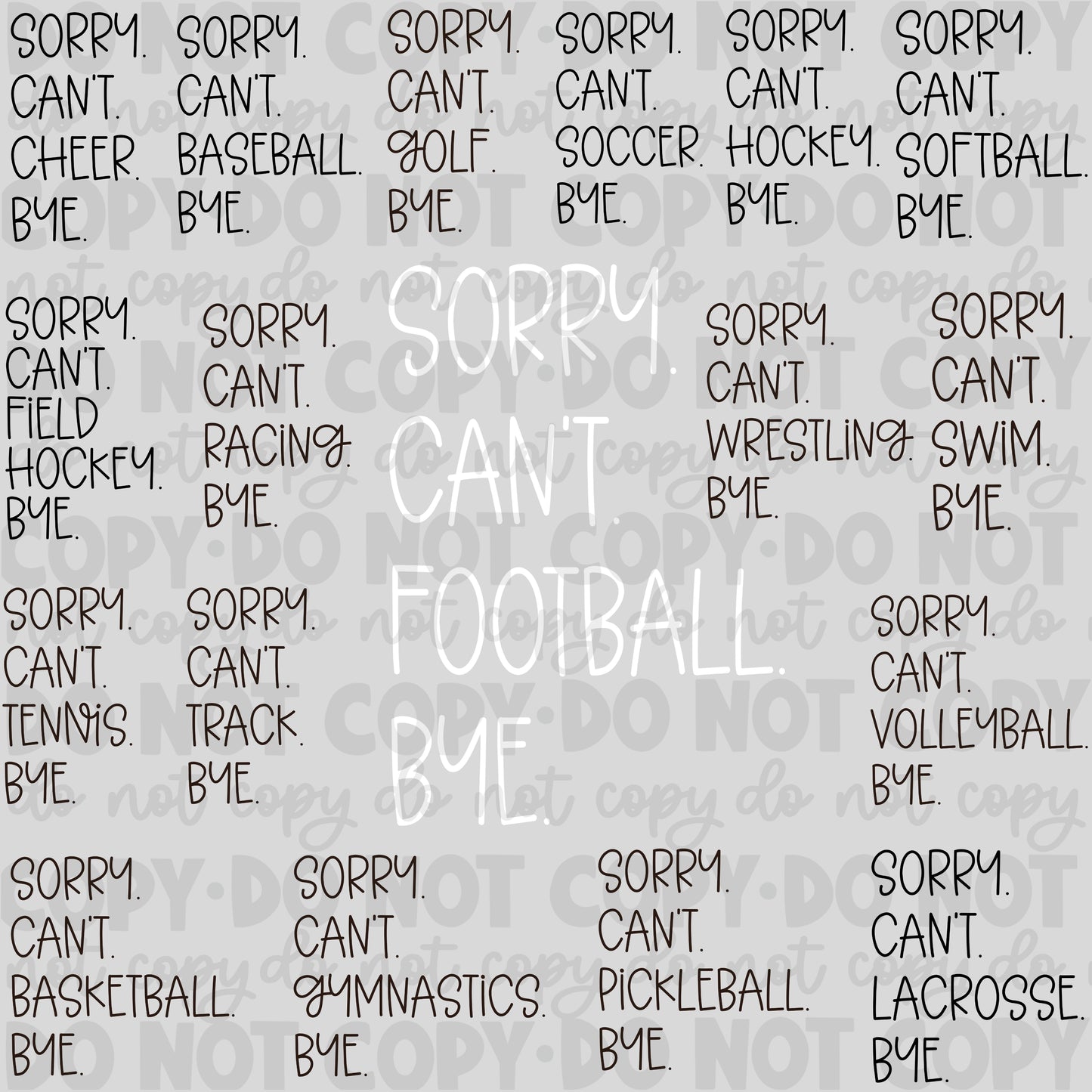 Sorry. Can’t. Sports Set - Digital ZIP File Download