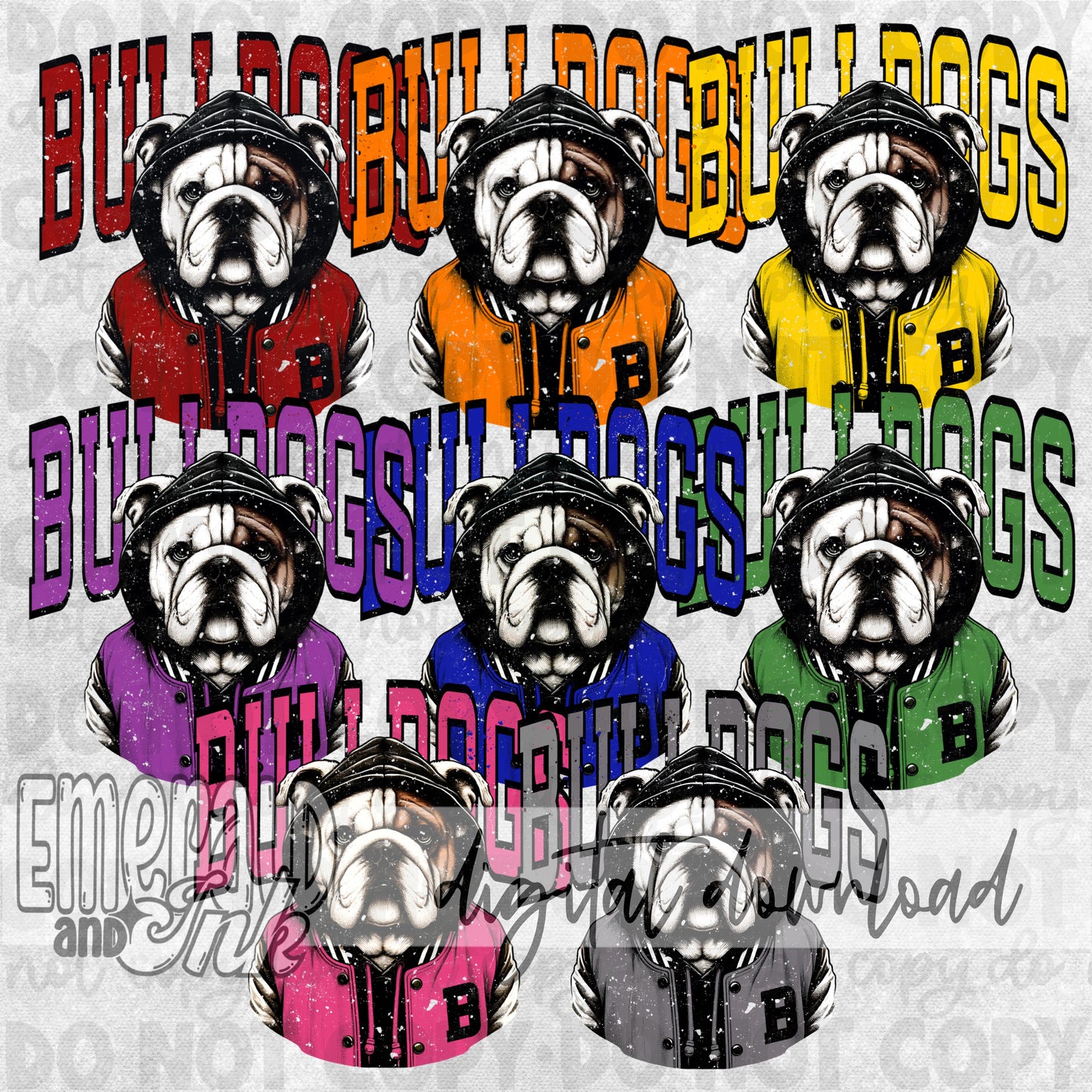 Bulldogs Grungy Mascot Set - Digital File Download