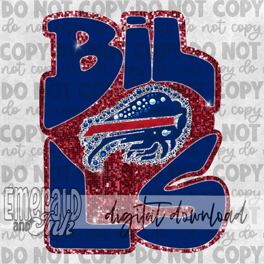 Football Rhinestone B.Bills. - Digital Download