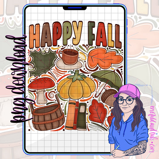 Happy Fall Hand Drawn Doodles PNG File