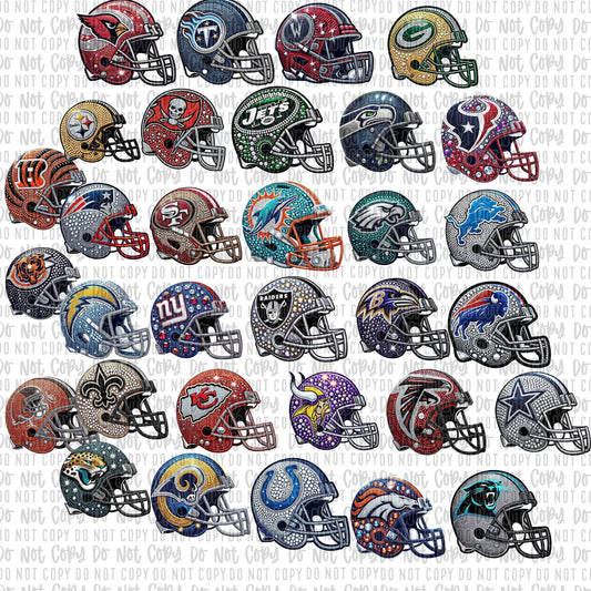 Bling Football Team Helmet - DTF Transfer (multiple options, choose your team)