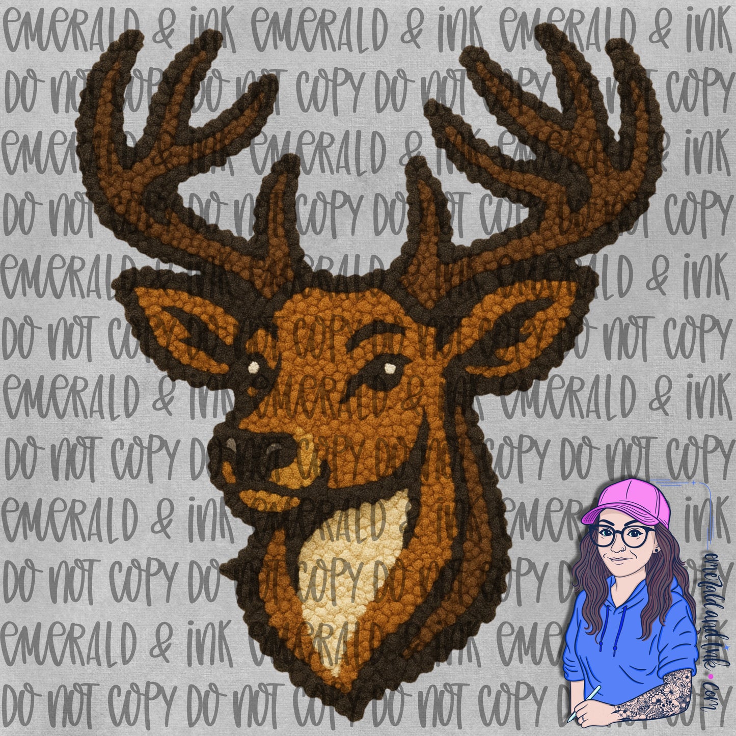 Faux Yarn Deer Head 3 PNG File
