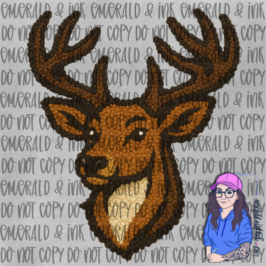 Faux Yarn Deer Head 3 PNG File