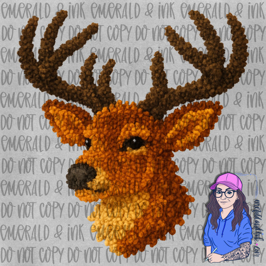 Faux Yarn Deer Head 2 PNG File