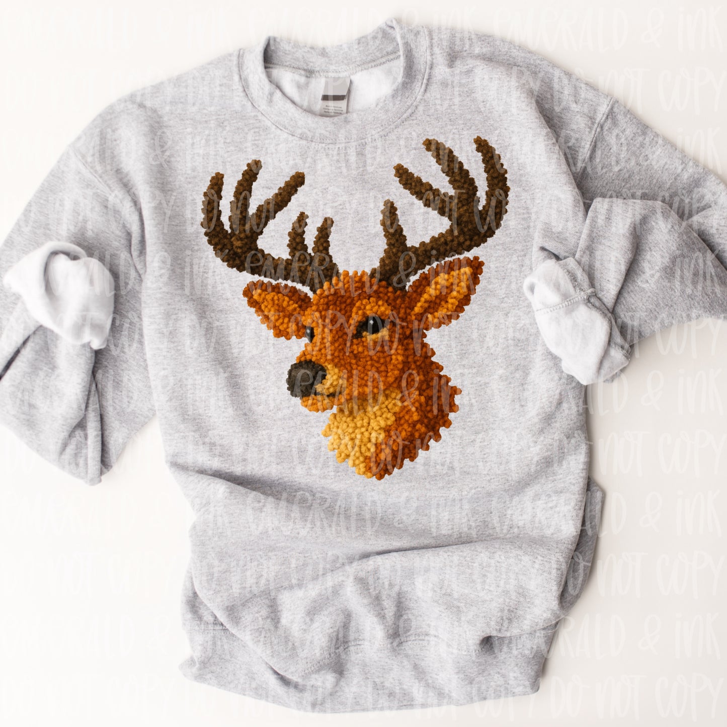 Faux Yarn Deer Head 2 PNG File