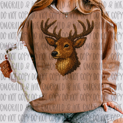 Faux Yarn Deer Head 1 PNG File