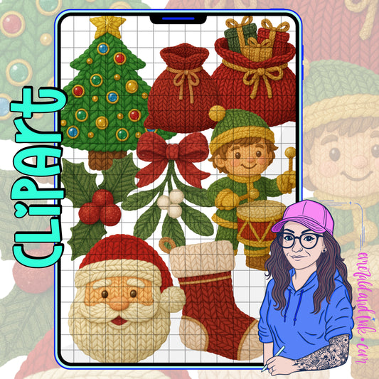 Faux Knit Christmas Clipart Set