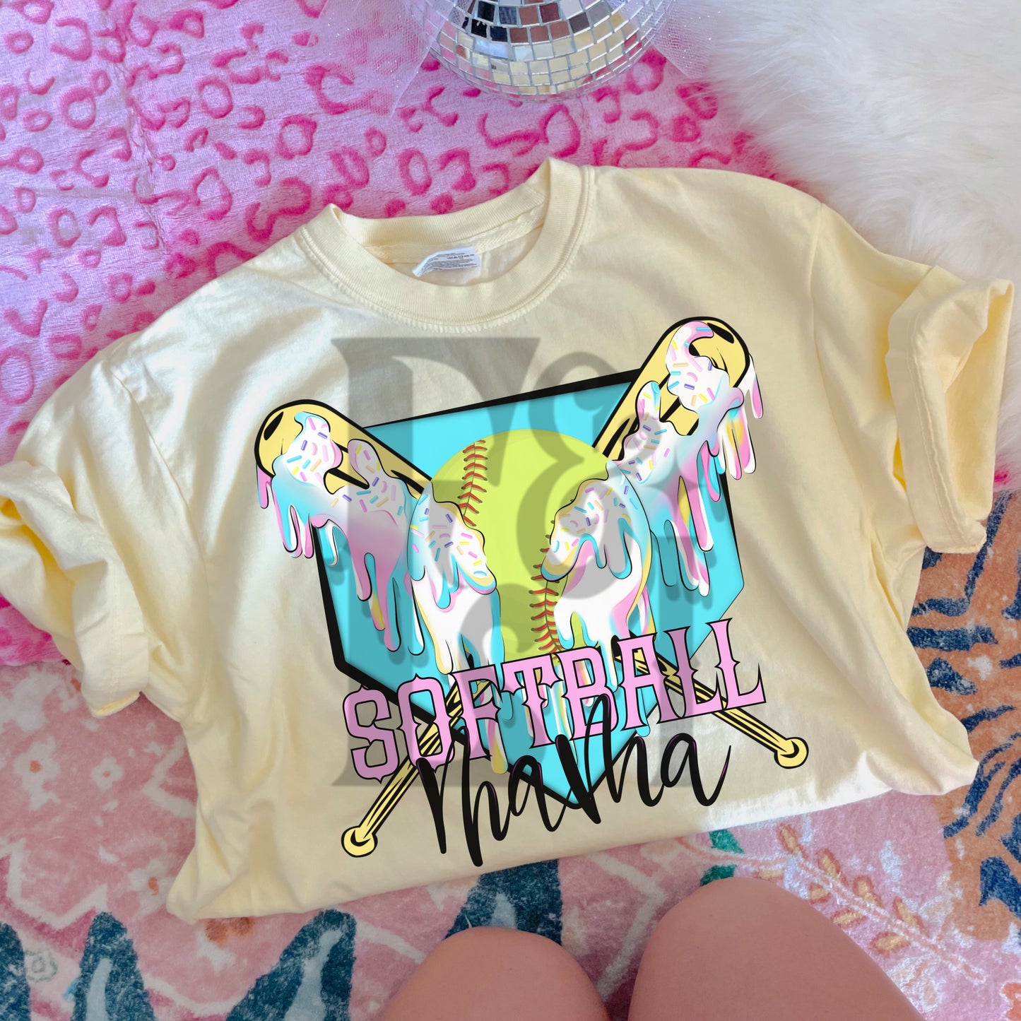 Softball Mama Cotton Candy Drip DTF