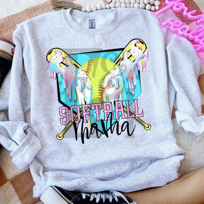 Softball Mama Cotton Candy Drip DTF