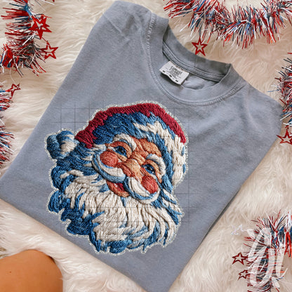 Faux Knit Patriotic Santa PNG File