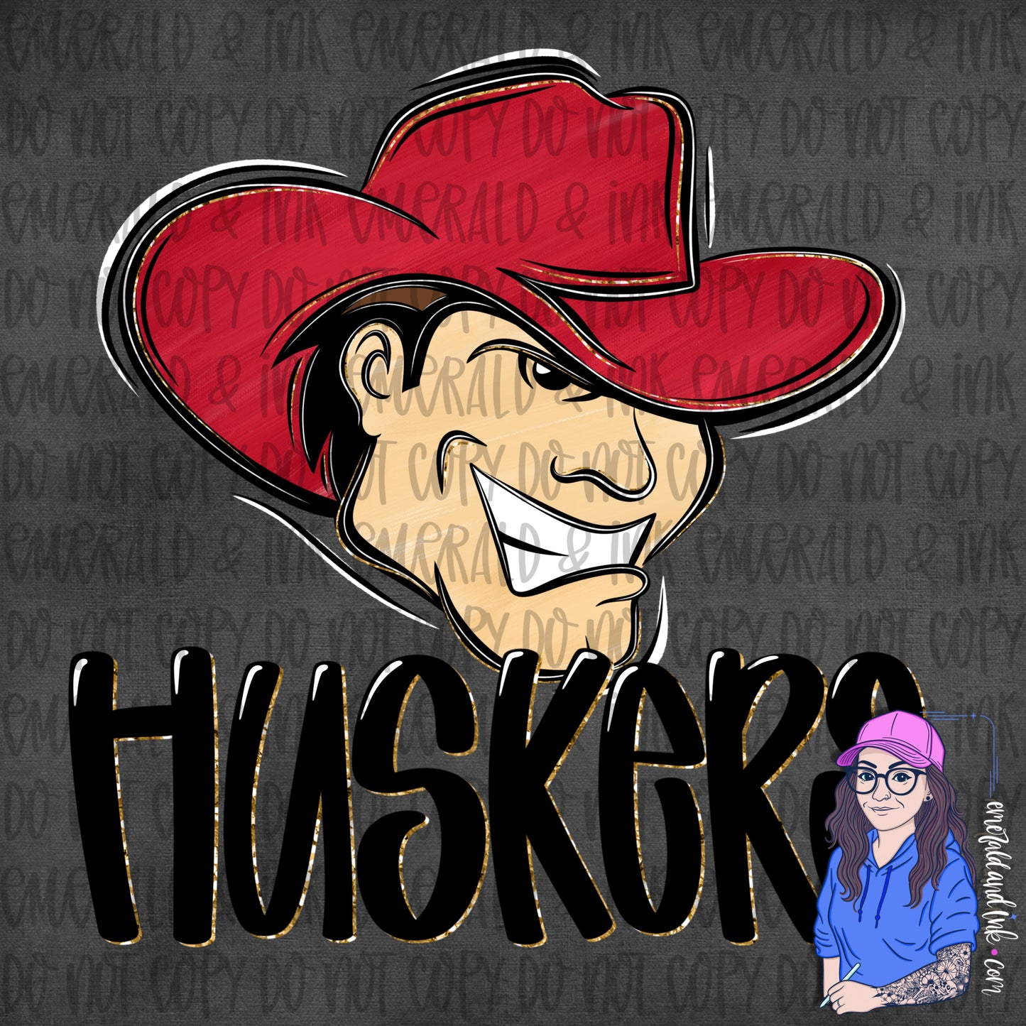 Hand Drawn Collegiate PNG - Huskers