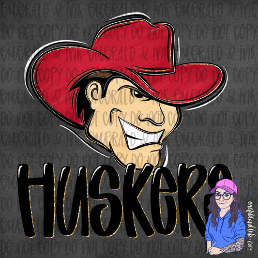 Hand Drawn Collegiate PNG - Huskers