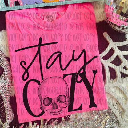 Stay Cozy Skull Black DTF Transfer