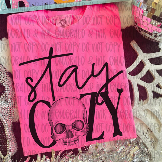 Stay Cozy Skull Black DTF Transfer
