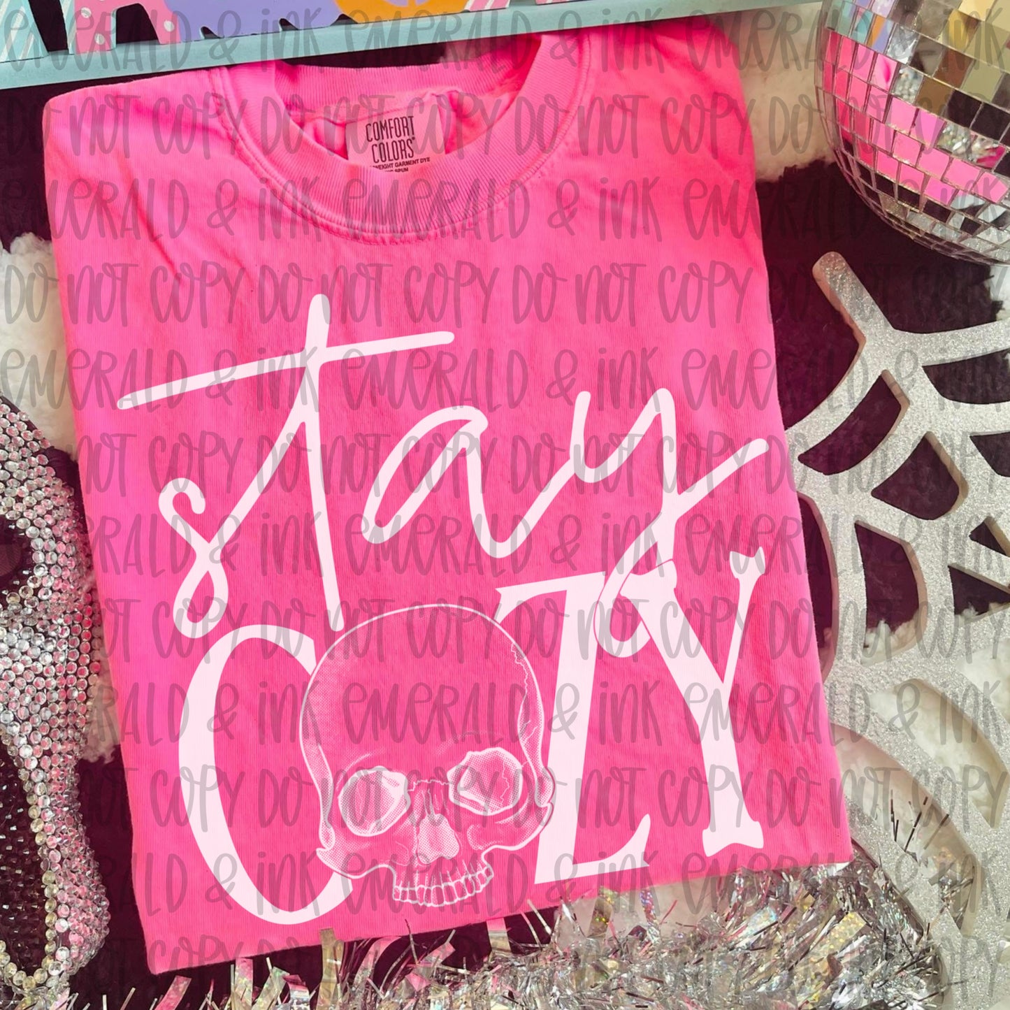 Stay Cozy Skull White DTF Transfer