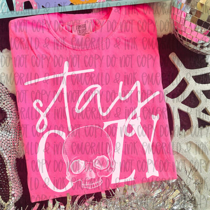Stay Cozy Skull White DTF Transfer