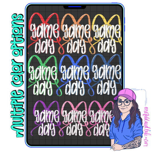 Game Day Doodle Bow PNG File - Multiple Color Options