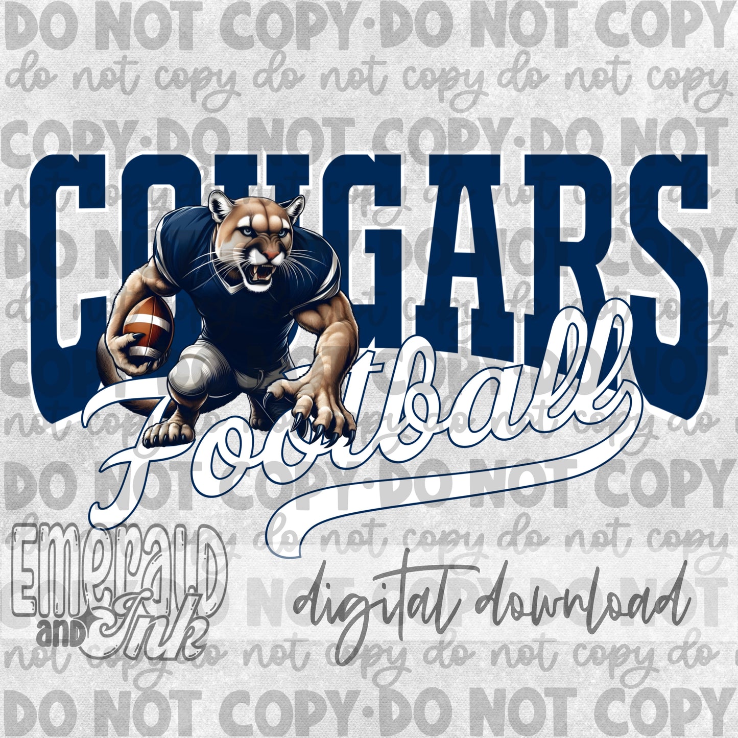 Cougars Football Navy Digital Download