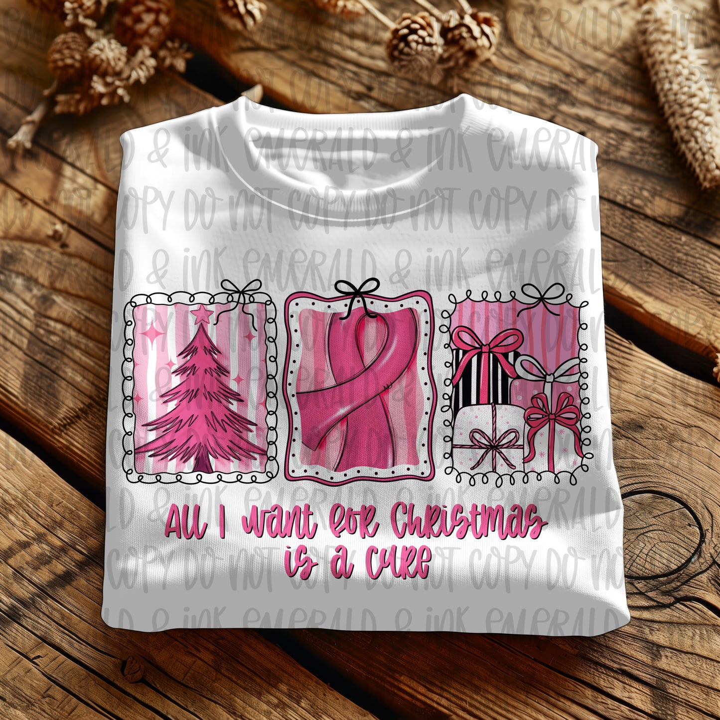 All I Want For Christmas Is A Cure Pink Cancer Ribbon PNG Download