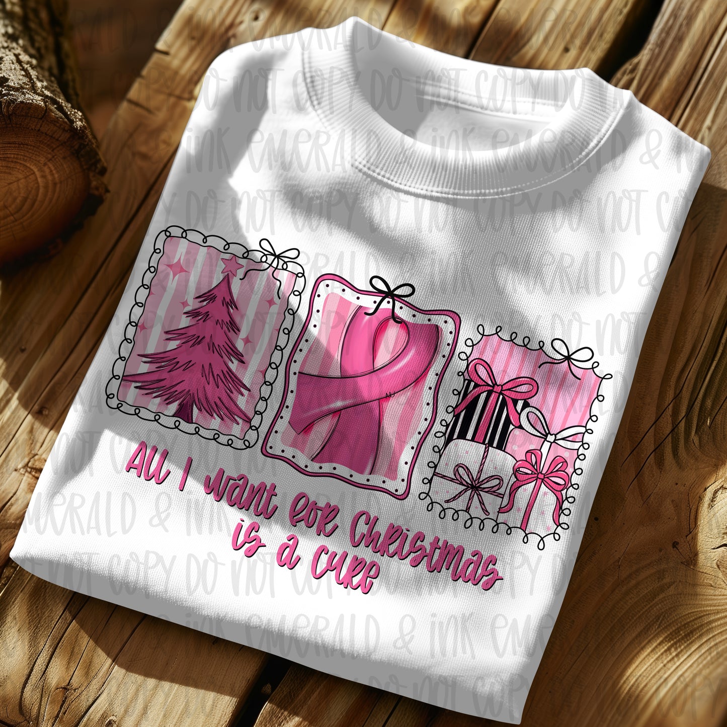 All I Want For Christmas Is A Cure Pink Cancer Ribbon PNG Download