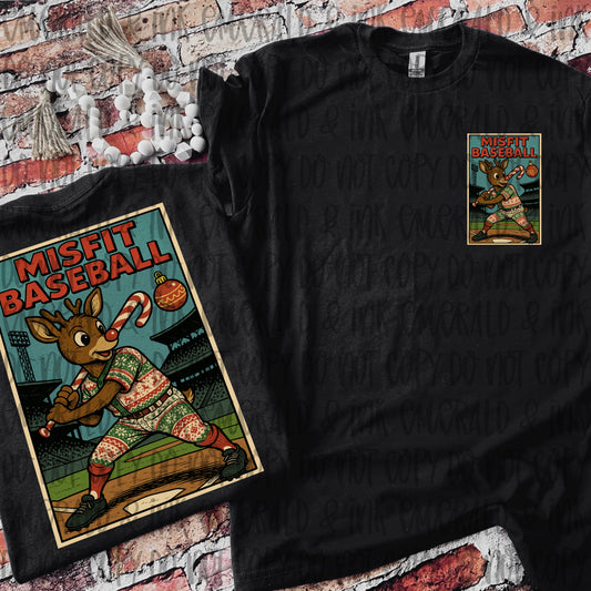 Misfit Baseball Reindeer PNG Download