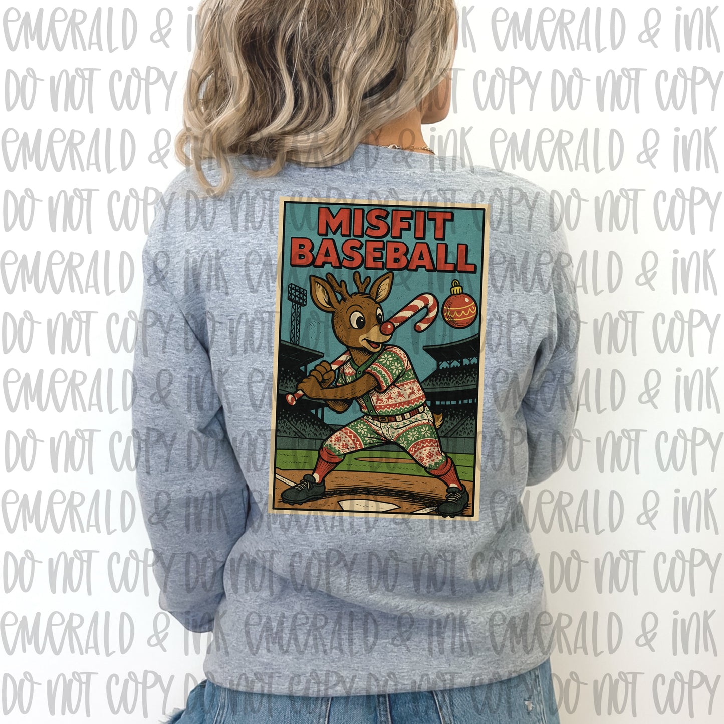 Misfit Baseball Reindeer PNG Download