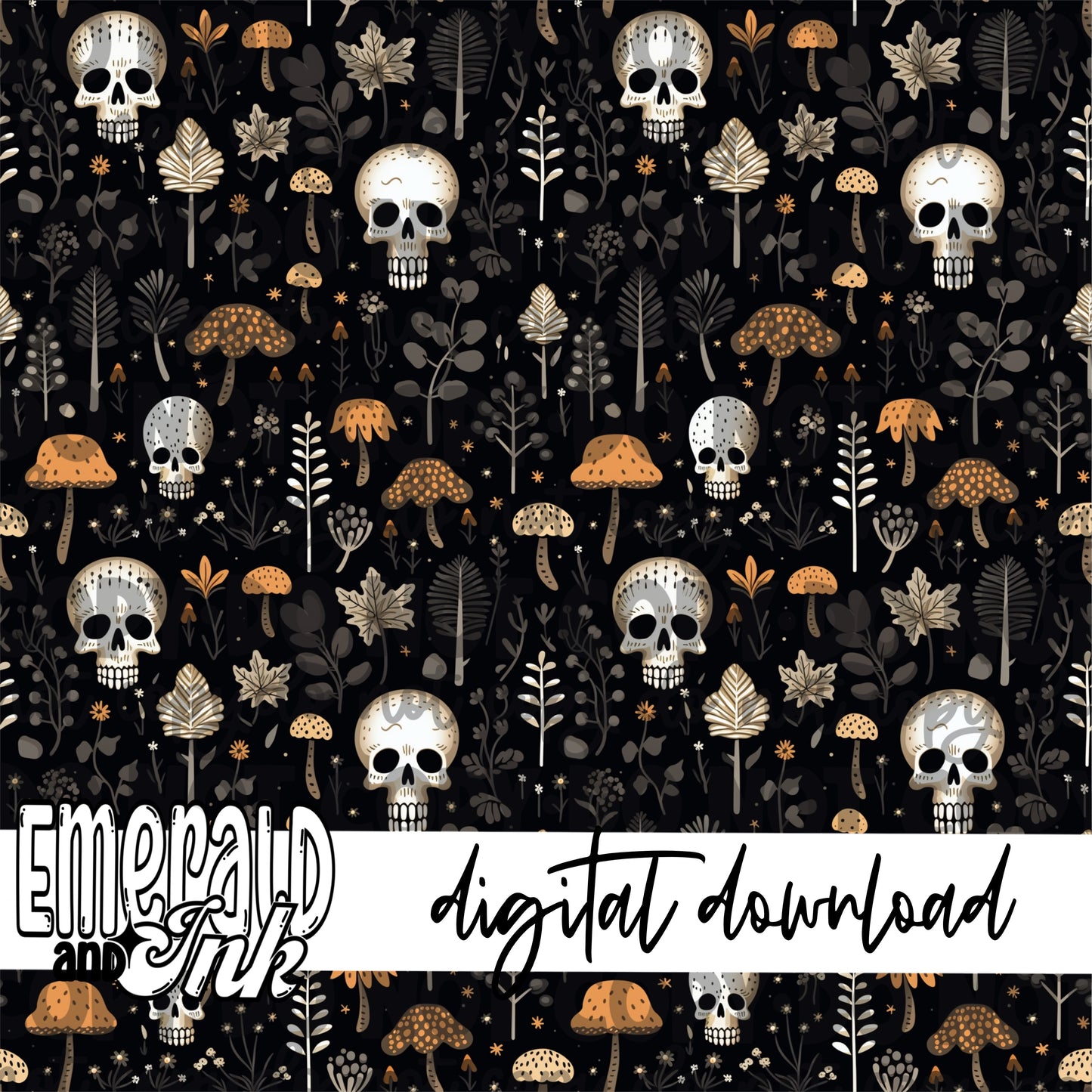 Fall Skulls Seamless - Digital Download