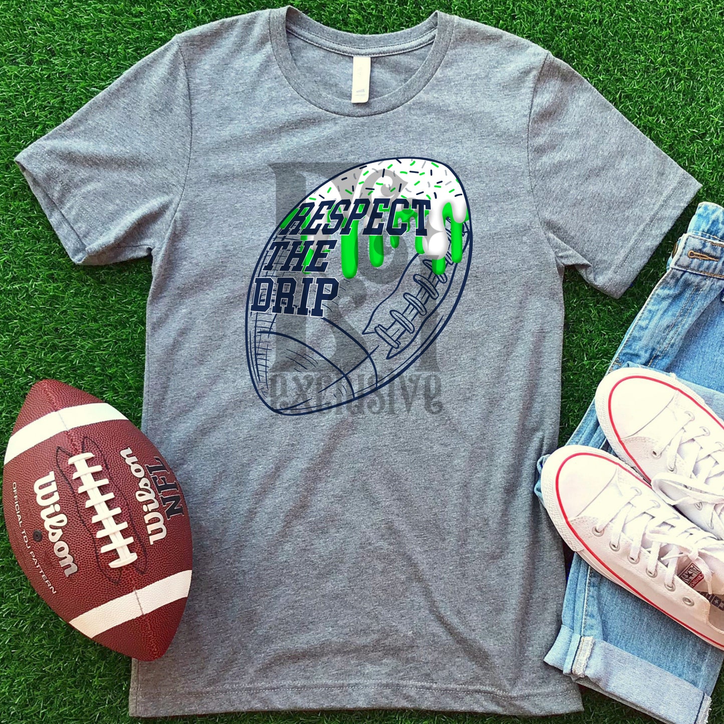 Respect The Drip Digital Download -  Navy/Neon Green Football