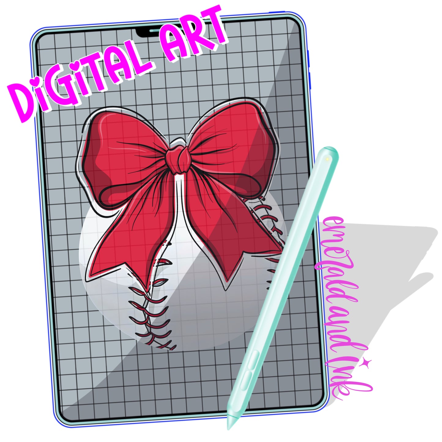 Baseball w/ Bow Pocket Design - Digital Download