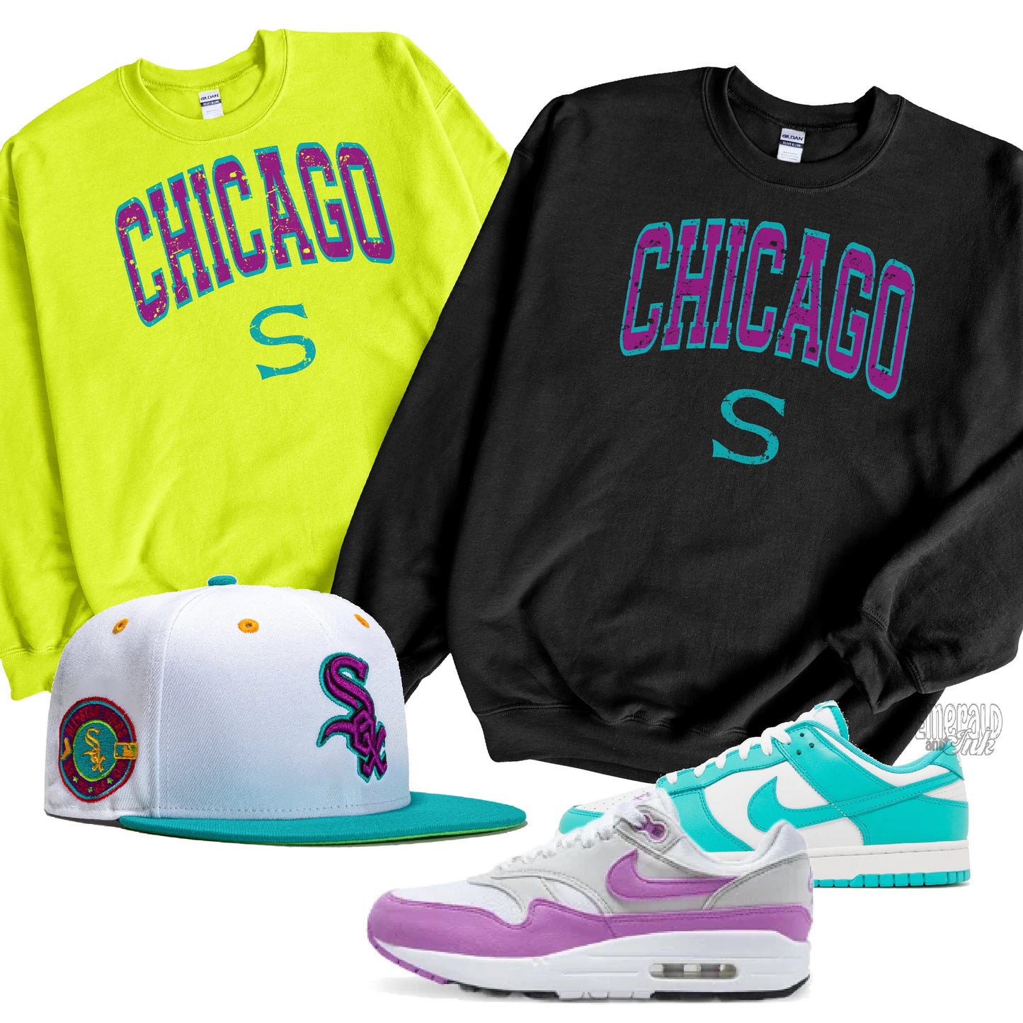 Chicago Baseball Purple Varsity Grunge - DTF Transfer