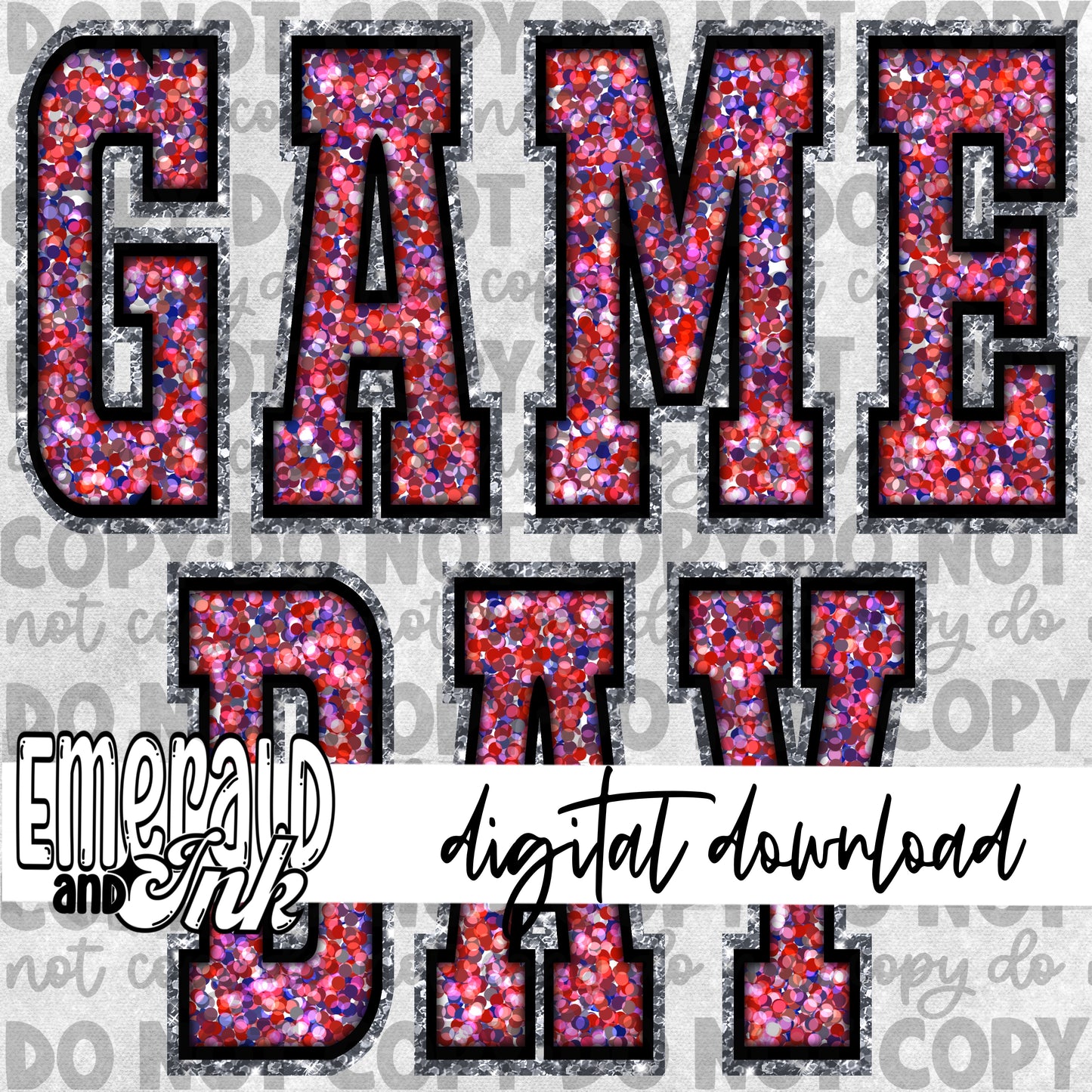 Game Day Glitter (red & blue)  - Digital Download