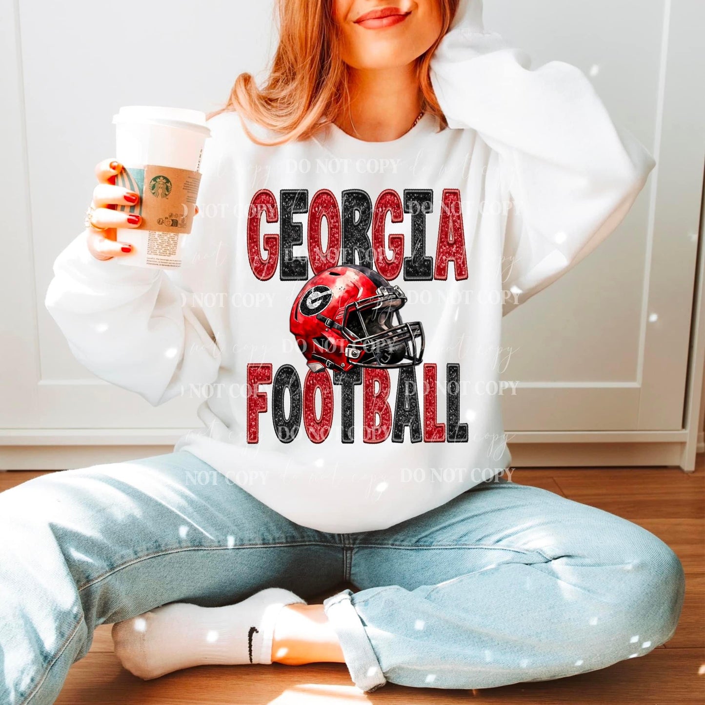 Football Georgia Helmet Faux Embroidery - DTF Transfer*TAT 7 biz days