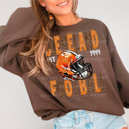 Football ClevFaux Embroidery - DTF Transfer