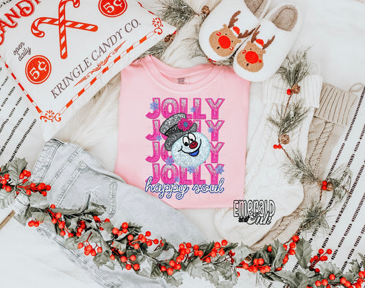 Jolly Sparkles Snowman - DTF Transfer *TAT 5-7 biz days