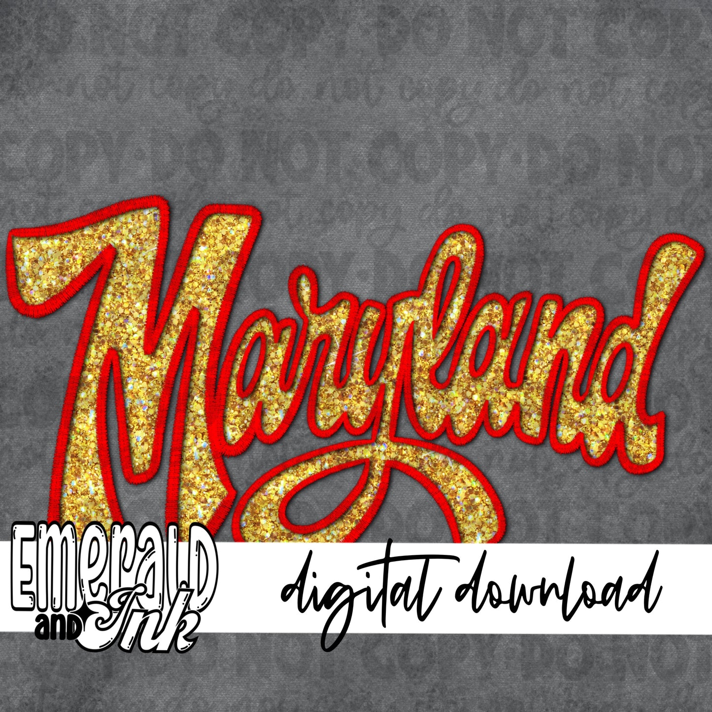 Maryland (2 files) Faux Embroidery (red & yellow/gold) - Digital Download