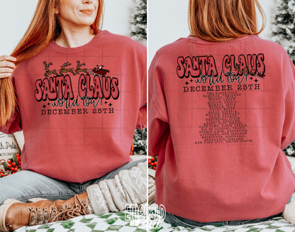 Santa Claus World Tour Set (front & back) - DTF Transfer*TAT 7 biz days