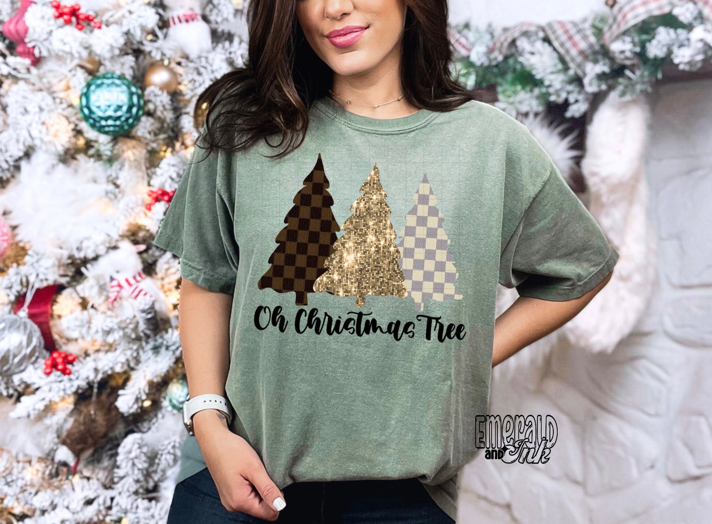 Oh Christmas Tree Inspired Checkered - DTF Transfer*TAT 7 biz days