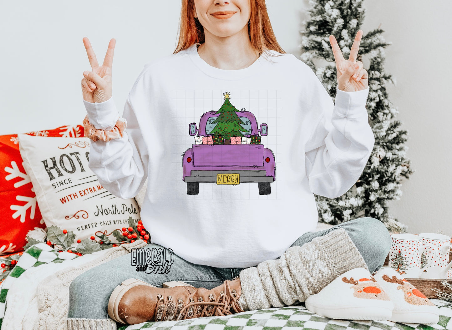 Purple Christmas Truck - DTF Transfer*TAT 7 biz days