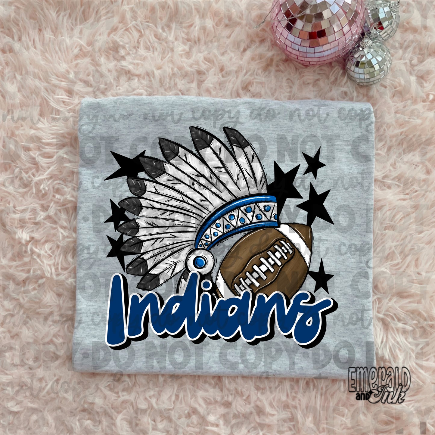 Mascot - Indians (w/headdress) - DTF Transfer - TAT 5-7 biz days