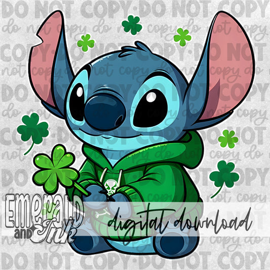 St Patricks Day Blue Alien - DIGITAL Download