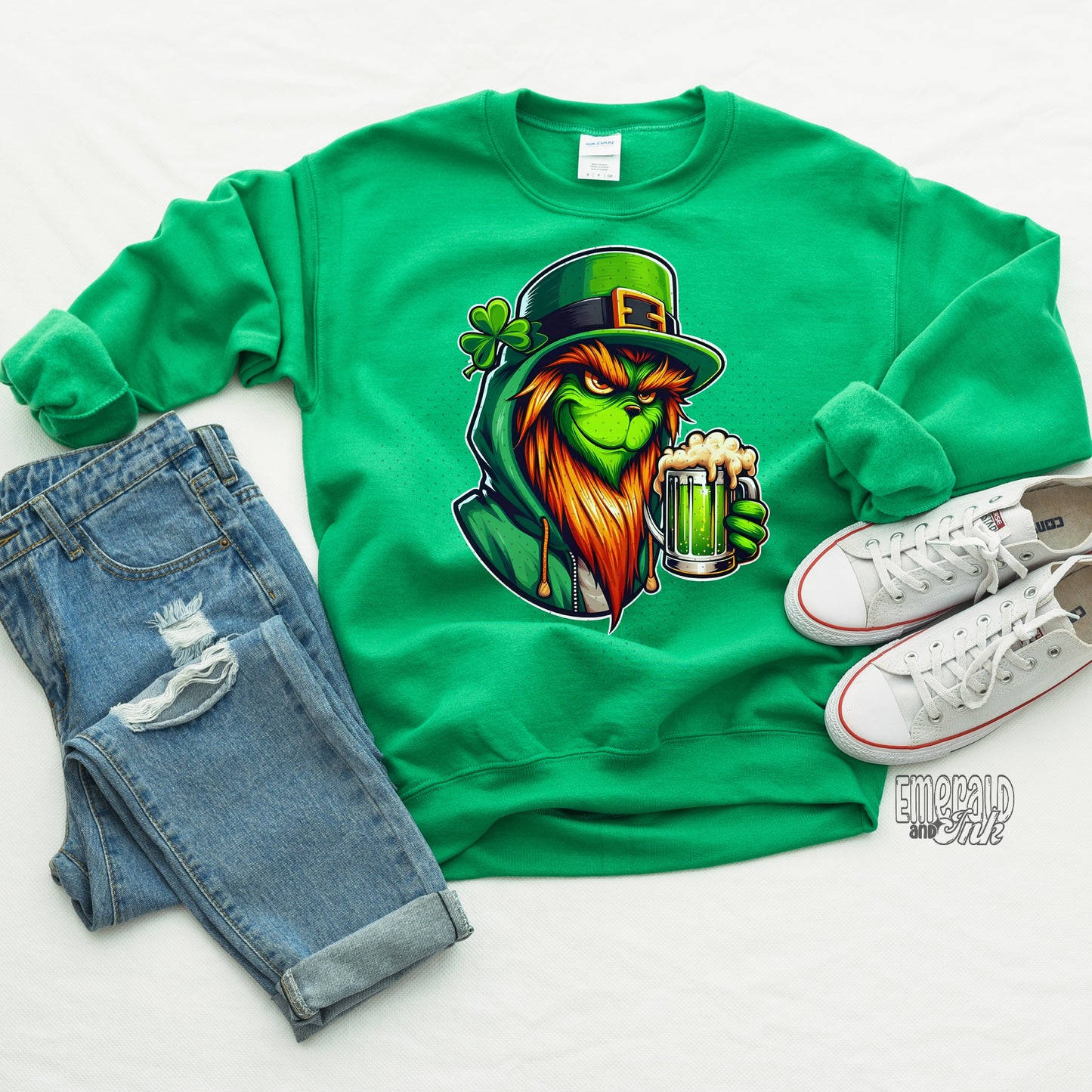 St Patricks Day Green Guy Leprechaun Dtf Transfer Emerald And Ink