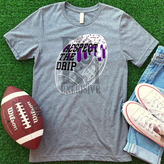 Respect The Drip DTF Transfer - Purple/Black/White Football